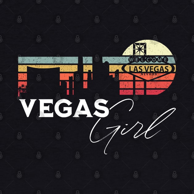 Las Vegas Girl Retro Sunset City Skyline Souvenir by grendelfly73